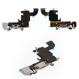 Шлейф для iPhone 6S, конектора навушників, конектора зарядки, сірий, з мікрофоном, з компонентами