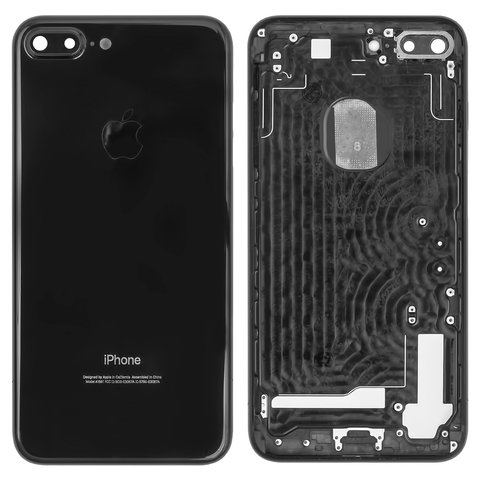 Корпус для Apple iPhone 7 Plus, черный, с держателем SIM карты, с боковыми кнопками, глянцевый, Jet Black