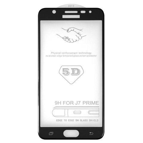 Захисне скло All Spares для Samsung G610 Galaxy J7 Prime, 5D Full Glue, чорний, шар клею нанесений по всій поверхні