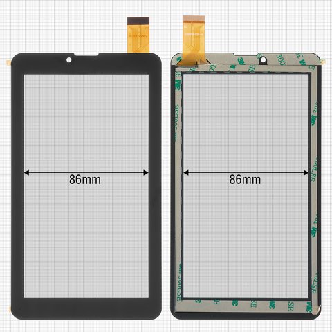 Сенсорный экран для China Tablet PC 7"; Pixus Touch 7 3G; Prestigio MultiPad Wize PMT3147 , MultiPad Wize PMT3708 , черный, тип 2, 104 мм, 30 pin, 184 мм, емкостный, 7", #ZYD070 237 FPC V01