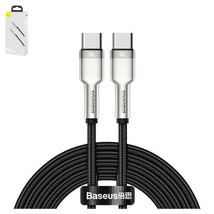USB кабель Baseus Cafule Series Metal, 2xUSB тип C, 100 см, 100 Вт, черный, в нейлоновой оплетке, #CATJK C01