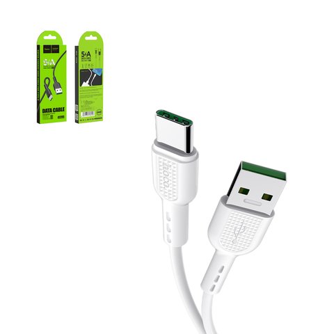 USB кабель Hoco X33, USB тип C, USB тип A, 100 см, 5 А, белый, VOOC, #6931474706126