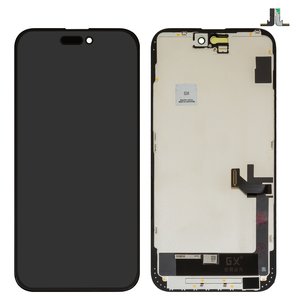 Дисплей для iPhone 15 Plus, черный, с рамкой, High Copy, OLED , GX OEM hard
