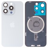 Задня панель корпуса для iPhone 15 Pro, біла, із склом камери, Original (PRC)