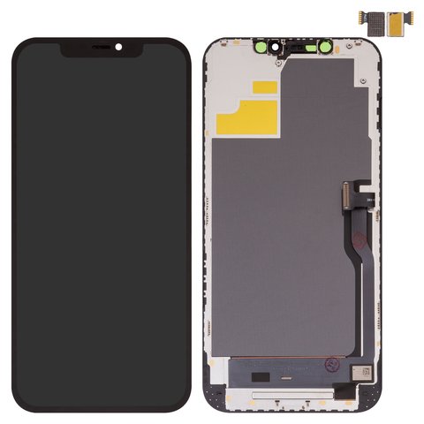 Дисплей для iPhone 12 Pro Max, чорний, з рамкою, без мікросхеми, OLED , OEM hard, SL