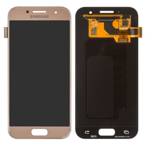 LCD compatible with Samsung A320 Galaxy A3 2017 , pink, Original PRC , original glass 