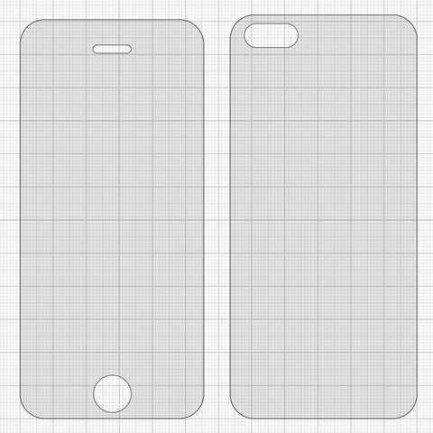 Защитное стекло All Spares для Apple iPhone 5, iPhone 5C, iPhone 5S, iPhone SE, 0,26 мм 9H, переднее и заднее
