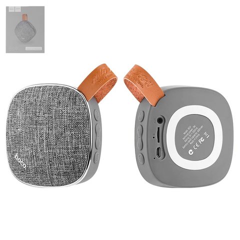 Portable Wireless Speaker Hoco BS9, gray, with micro USB cable Type B 