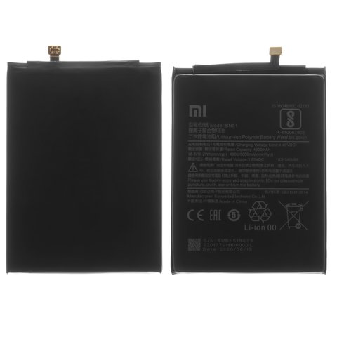 Batería BN51 puede usarse con Xiaomi Redmi 8, Redmi 8A, Li Polymer, 3.85 V, 5000 mAh, Original PRC 
