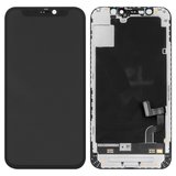 LCD compatible with iPhone 12 mini, (black, with frame, change glass, with camera and proximity sensor plastics)