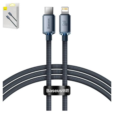 USB кабель Baseus Crystal Shine Series, USB тип C, Lightning, 120 см, 20 Вт, черный, #CAJY000201