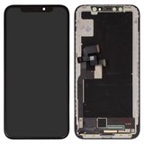 LCD compatible with iPhone X, (black, with frame, change glass, with camera and proximity sensor plastics)