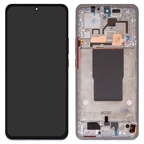 LCD compatible with Xiaomi 12T, 12T Pro, silver, with frame, Original PRC , 22081212UG, 22081212G, 22071212AG 