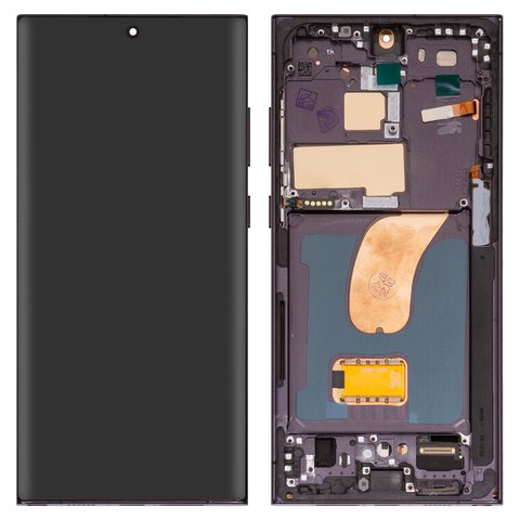 Дисплей для Samsung S918 Galaxy S23 Ultra, черный, с рамкой, High Copy, OLED 