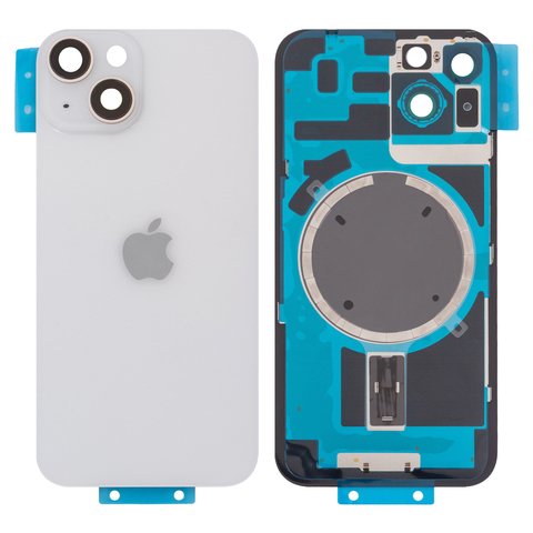 Housing Back Cover compatible with iPhone 14, white, with camera lens, Original PRC , Starlight, small hole 