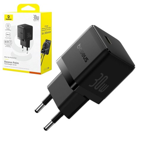 Сетевое зарядное устройство Baseus Palm, 30 Вт, Fast Charge, черный, 1 порт, #P10111605113 00