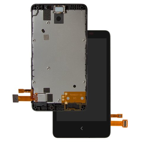LCD compatible with Nokia X Dual Sim, black, with frame, RM 980  