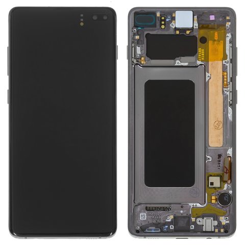 LCD compatible with Samsung G975 Galaxy S10 Plus, black, with frame, Original PRC , original glass 