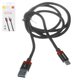 USB Cable Baseus Golden Belt, (USB type-A, USB type C, 100 cm, 3 A, red, black) #CATGB-19