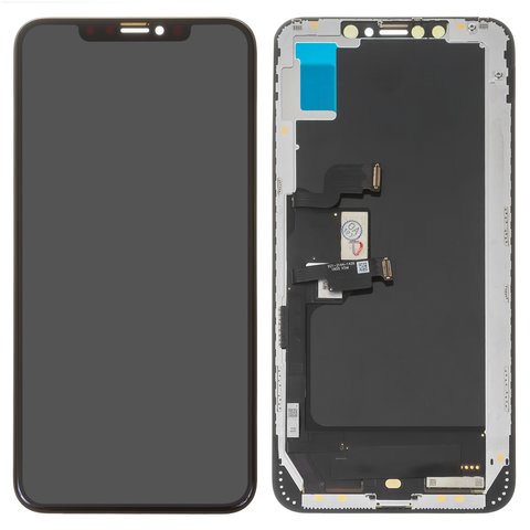 LCD compatible with Apple iPhone XS Max, black, with frame, HC, OLED , Self welded OEM soft 