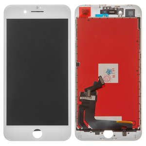 Дисплей для iPhone 8 Plus, белый, с рамкой, AAA, с пластиками камеры и датчика приближения, tianma