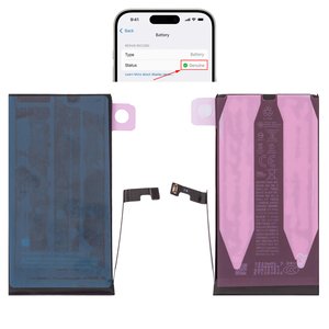 Battery compatible with iPhone 15, Li ion, 3.876 V, 3500 mAh, High Capacity, without error "Unknown Part", A3018 , genuine IC 
