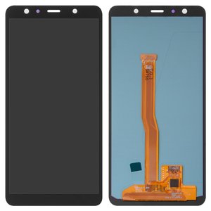 Pantalla LCD puede usarse con Samsung A750 Galaxy A7 2018 , negro, sin marco, High Copy, OLED 