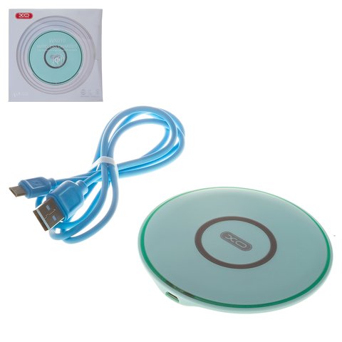 Cargador inalámbrico XO WX010, puerto 5V 1A, Entrada micro USB 5 V 2 A, menta