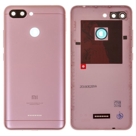 Задняя панель корпуса для Xiaomi Redmi 6, розовая, на 1 SIM карту