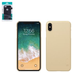 Чехол Nillkin Super Frosted Shield для iPhone XS Max, золотистый, с подставкой, матовый, без отверстия под логотип, пластик, #6902048163171