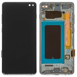 Дисплей для Samsung G975 Galaxy S10 Plus, зеленый, с рамкой, Оригинал переклеено стекло 