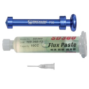 Флюс паста Mechanic SD360, с металлическим поршнем, слабоактивная, 10 мл