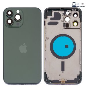 Корпус для iPhone 13 Pro Max, зеленый, с держателем SIM карты, с боковыми кнопками, alpine green