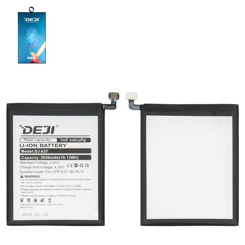 Аккумулятор Deji BLP615 для Oppo A35, A37, Li ion, 3,8 В, 2630 мАч
