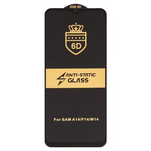 Защитное стекло ESD 6D для Samsung A145 Galaxy A14, A146 Galaxy A14 5G, M146B Galaxy M14, совместимо с чехлом, Full Glue, Anti Static, без упаковки , черный