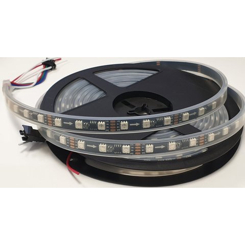 Світлодіодна стрічка RGB SMD5050, WS2818 чорна, з управлінням, IP65, 12 В, 60 діодів м, 5 м